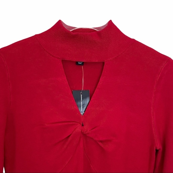 INC Red Turtle Twist Neck Sweater Top Women’s Size Small - Picture 2 of 7